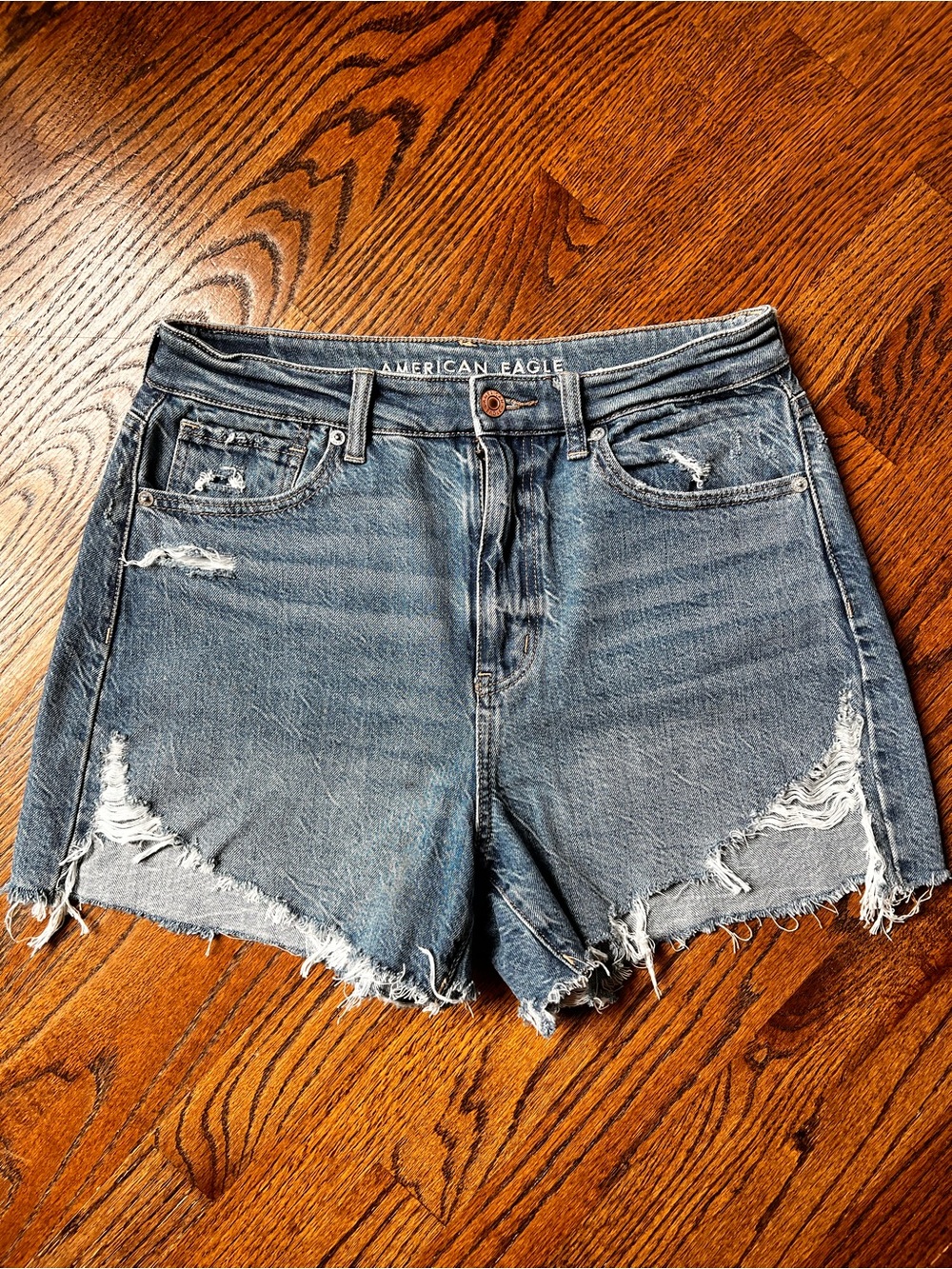 American Eagle Outfitters Light Blue Distressed Denim Shorts
